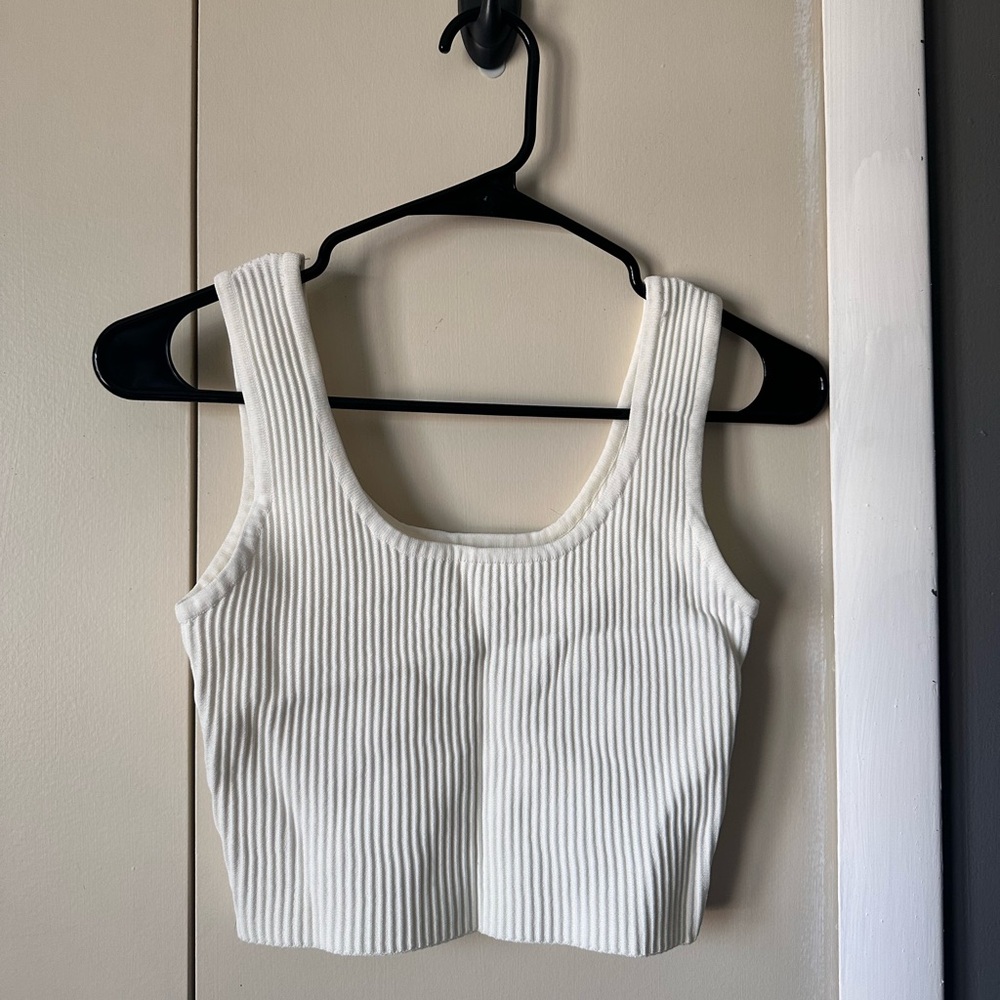 Altar'd State Cream Ribbed Tank Top